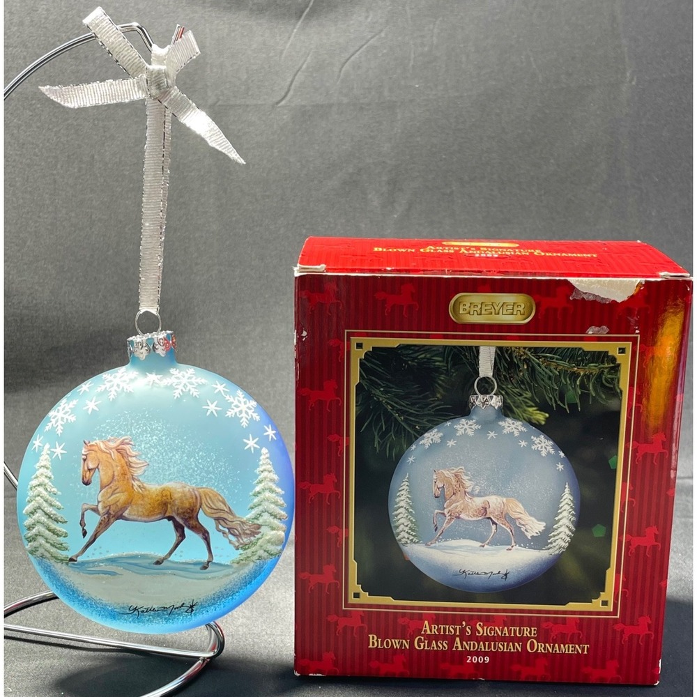 Breyer Blown Glass Andalusian Horse Christmas Hanging Ornament 2009